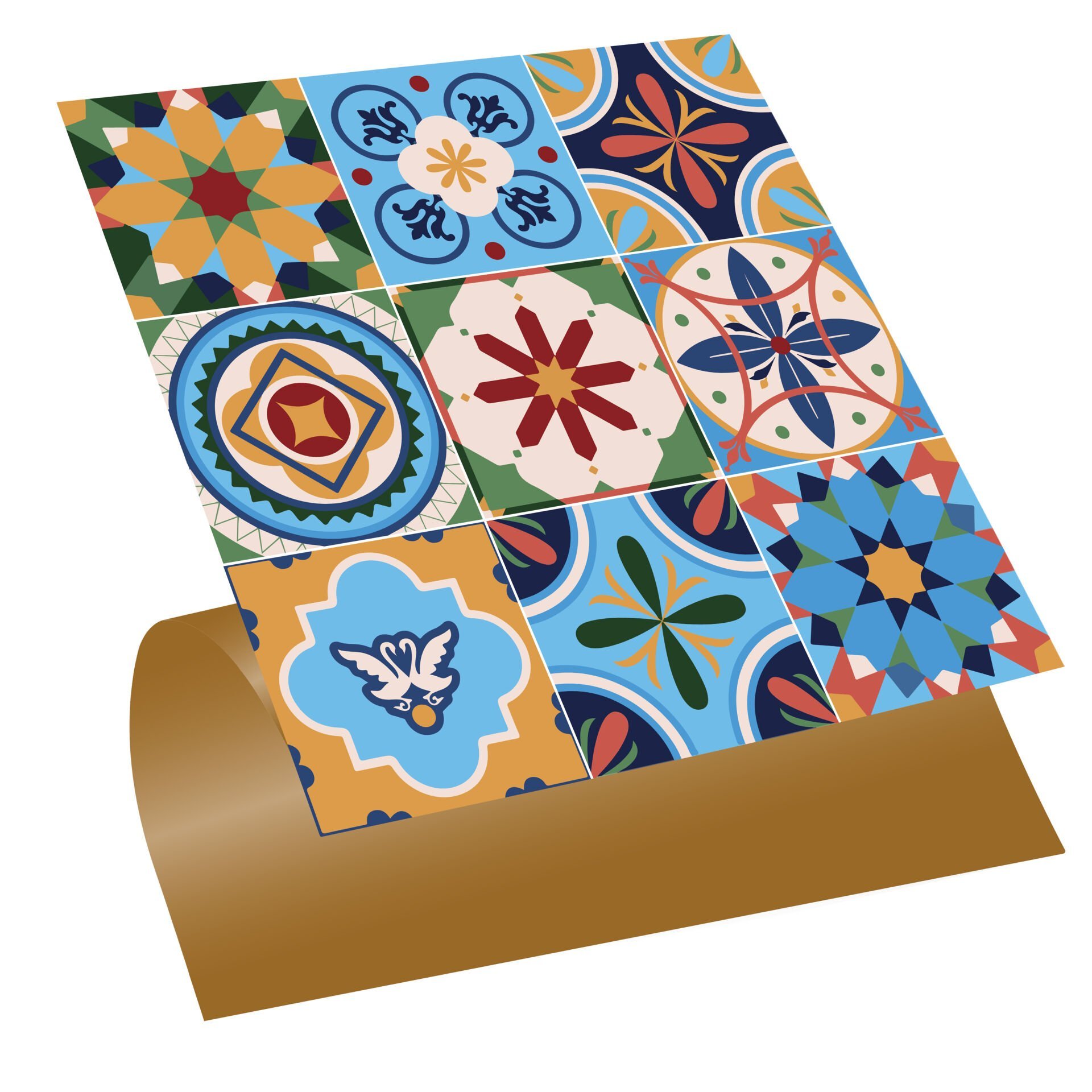 Tink Kendinden Yapışkanlı Zambak Desenli 30x30 cm Pvc Zemin Duvar Kaplama