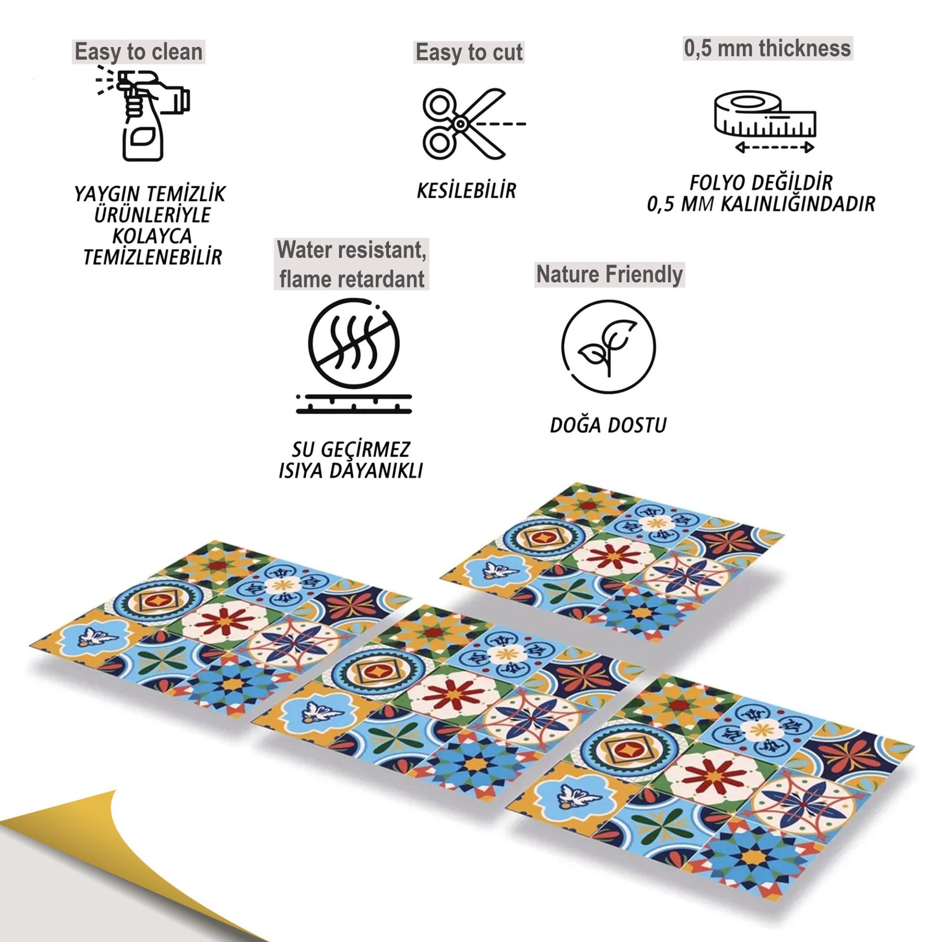 Tink Kendinden Yapışkanlı Zambak Desenli 30x30 cm Pvc Zemin Duvar Kaplama