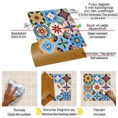 Tink Kendinden Yapışkanlı Zambak Desenli 30x30 cm Pvc Zemin Duvar Kaplama