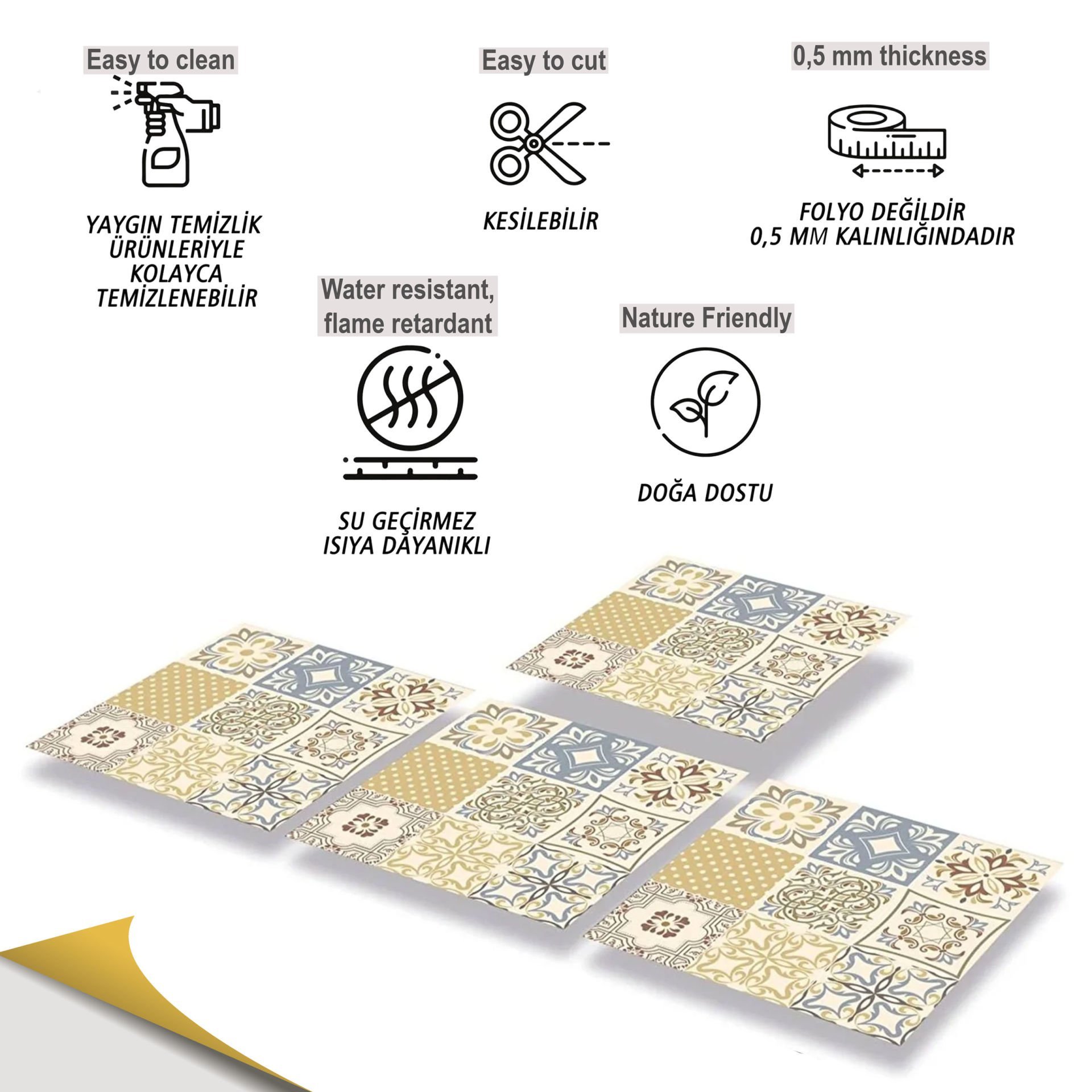 Tink Kendinden Yapışkanlı Karma Soft Çiçek Desenli 30x30 cm Zemin Duvar Kaplama