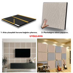 Tink Kendinden Yapışkanlı Ses ve Isı Yalıtım Paneli Keçe Dekota Geometrik Desenli Ekru 49x49 cm