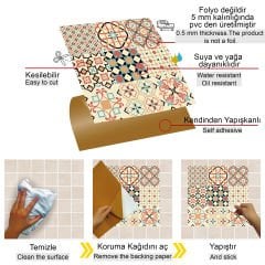 Tink Kendinden Yapışkanlı Japon Desenli 30x30 cm Pvc Zemin Duvar Kaplama