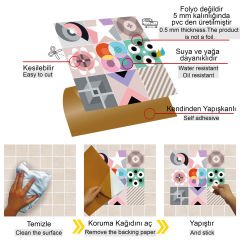 Tink Kendinden Yapışkanlı Naif Desenli 30x30 cm Pvc Seramik Fayans Kaplama