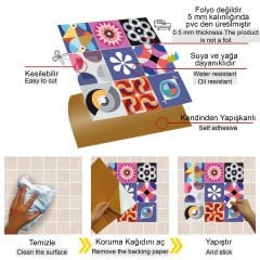 Tink Kendinden Yapışkanlı Şeker Desenli 30x30 cm Pvc Seramik Fayans Kaplama
