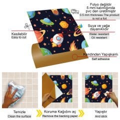 Tink Kendinden Yapışkanlı Çocuk Desenli 30x30 cm Pvc Seramik Fayans Kaplama 1 m2 (11 Adet)