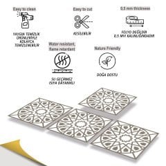 Tink Kendinden Yapışkanlı Selçuklu Geometrik Desenli 30x30 cm Pvc Seramik Fayans Kaplama 1 m2 (11 Adet)