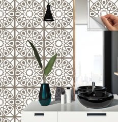 Tink Kendinden Yapışkanlı Selçuklu Geometrik Desenli 30x30 cm Pvc Seramik Fayans Kaplama 1 m2 (11 Adet)