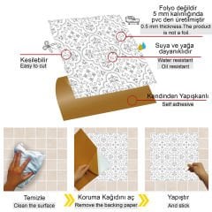 Tink Kendinden Yapışkanlı Gri Motifli Desenli 30x30 cm Pvc Seramik Fayans Kaplama