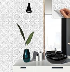 Tink Kendinden Yapışkanlı Gri Motifli Desenli 30x30 cm Pvc Seramik Fayans Kaplama